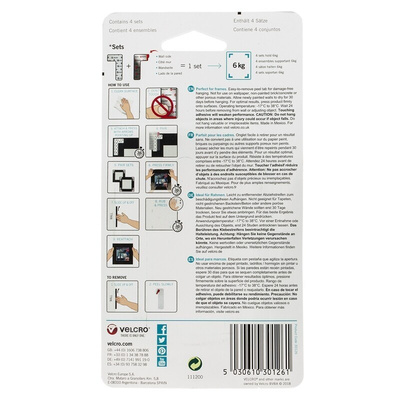Velcro HANGables 76 x 44 mm White Adhesive Hook x 4