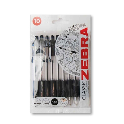 Zebra Black Ball Point Pen, 1 mm Tip Size