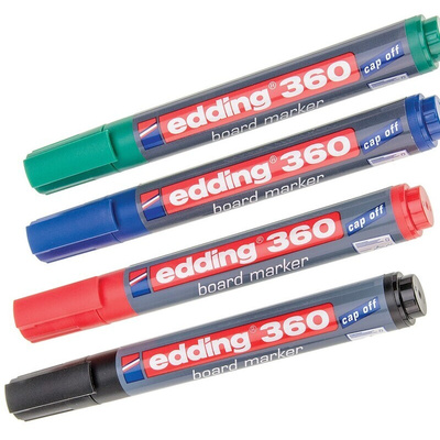 Edding White Board Pen, 4 Assorted, 1.5 → 3 mm Tip Size