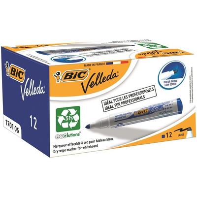 BIC White Board Marker, 12 Blue, 1.5 mm Tip Size