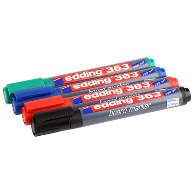 Edding White Board Pen, 4 Assorted, 1 → 5 mm Tip Size