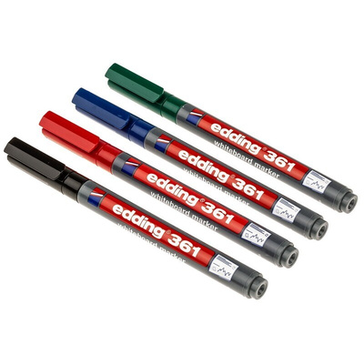 Edding White Board Pen, 4 Assorted, 1 mm Tip Size