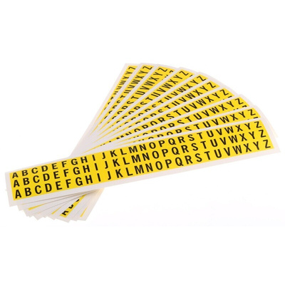 RS PRO Black Self Adhesive Letters, 9.5mm Character Height