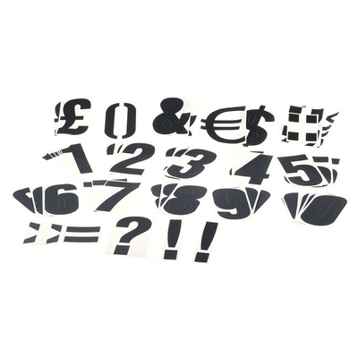 RS PRO Black Self Adhesive Numbers, 125mm Character Height
