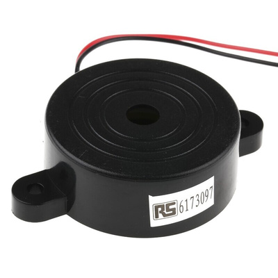 RS PRO 96dB Panel Mount Continuous Internal Piezo Buzzer, 41.8 x 16mm, 1.5V dc Min, 20V dc Max