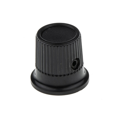 RS PRO 16.2mm Black Potentiometer Knob for 6mm Shaft Splined
