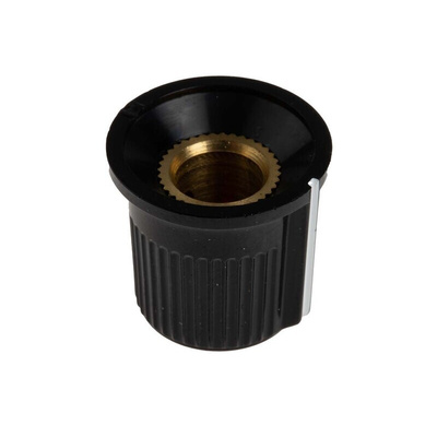 RS PRO 16.2mm Black, Red Potentiometer Knob for 6.35mm Shaft Splined