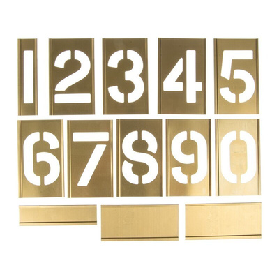 AT Brown 13 Piece Brass Stencil Numbers, 76mm Character Height