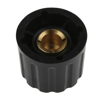 RS PRO 21.3mm Black Potentiometer Knob for 6.4mm Shaft Slotted