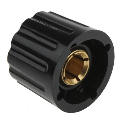 RS PRO 21.3mm Black Potentiometer Knob for 6.4mm Shaft Slotted