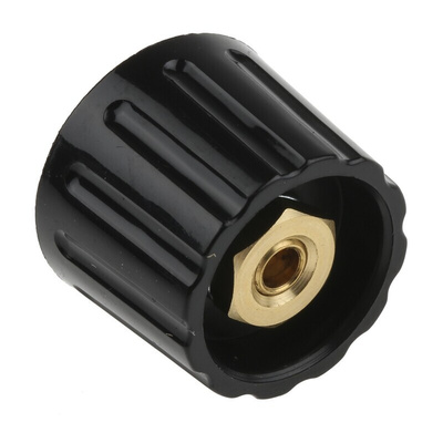 RS PRO 21.3mm Black Potentiometer Knob for 6.4mm Shaft Slotted