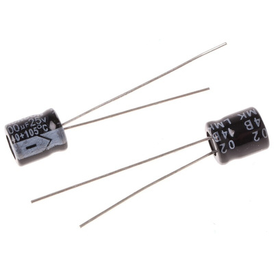 RS PRO 100μF Aluminium Electrolytic Capacitor 25V dc, Radial, Through Hole