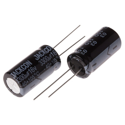 RS PRO 3300μF Aluminium Electrolytic Capacitor 16V dc, Radial, Through Hole