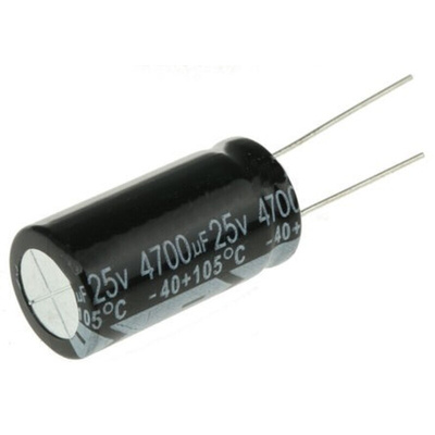 RS PRO 4700μF Aluminium Electrolytic Capacitor 25V dc, Radial, Through Hole