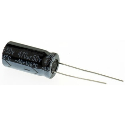 RS PRO 470μF Aluminium Electrolytic Capacitor 50V dc, Radial, Through Hole