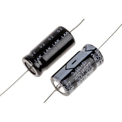 RS PRO 220μF Aluminium Electrolytic Capacitor 50V dc, Axial, Through Hole