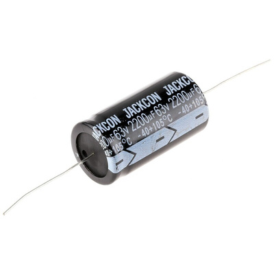 RS PRO 2200μF Aluminium Electrolytic Capacitor 63V dc, Axial, Through Hole