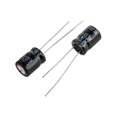 RS PRO 100μF Aluminium Electrolytic Capacitor 63V dc, Radial, Through Hole