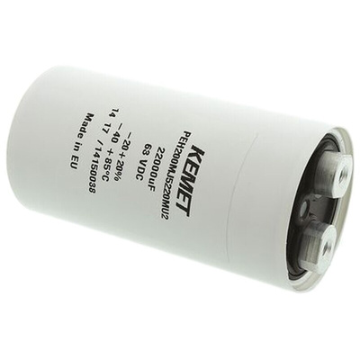 KEMET 22000μF Aluminium Electrolytic Capacitor 63V dc, Screw Terminal - PEH200MJ5220MU2