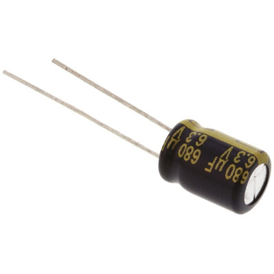 Panasonic 680μF Aluminium Electrolytic Capacitor 6.3V dc, Radial, Through Hole - EEUFK0J681
