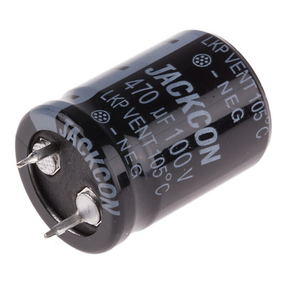 RS PRO 470μF Aluminium Electrolytic Capacitor 100V dc, Snap-In