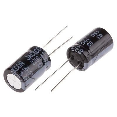 RS PRO 2200μF Aluminium Electrolytic Capacitor 16V dc, Radial, Through Hole