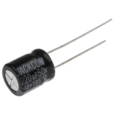 RS PRO 220μF Aluminium Electrolytic Capacitor 50V dc, Radial, Through Hole