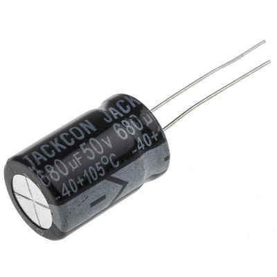 RS PRO 680μF Aluminium Electrolytic Capacitor 50V dc, Radial, Through Hole