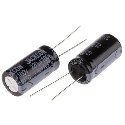 RS PRO 220μF Aluminium Electrolytic Capacitor 100V dc, Radial, Through Hole