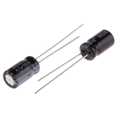 RS PRO 4.7μF Aluminium Electrolytic Capacitor 160V dc, Radial, Through Hole