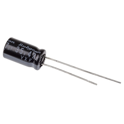 Rubycon 47μF Aluminium Electrolytic Capacitor 35V dc, Radial, Through Hole - 35YXF47M6.3X11