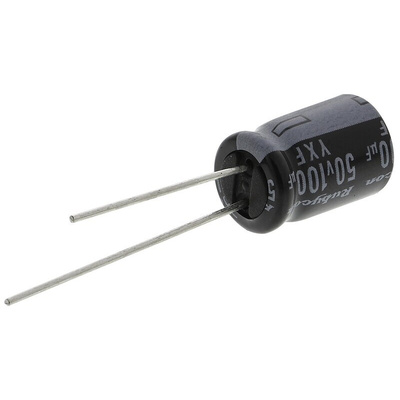 Rubycon 100μF Aluminium Electrolytic Capacitor 50V dc, Radial, Through Hole - 50YXF100M8X11.5