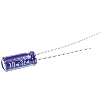 Panasonic 10μF Aluminium Electrolytic Capacitor 35V dc, Radial, Through Hole - ECA1VM100