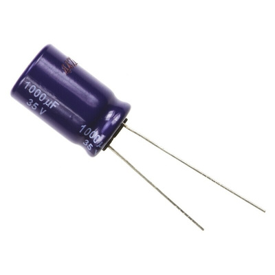 Panasonic 1000μF Aluminium Electrolytic Capacitor 35V dc, Radial, Through Hole - ECA1VM102