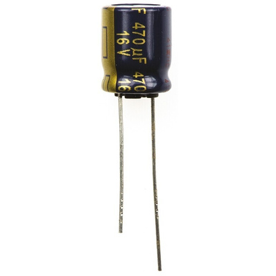 Panasonic 470μF Aluminium Electrolytic Capacitor 16V dc, Radial, Through Hole - EEUFC1C471