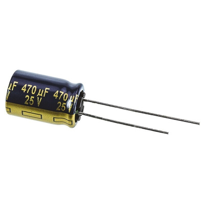 Panasonic 470μF Aluminium Electrolytic Capacitor 25V dc, Radial, Through Hole - EEUFC1E471