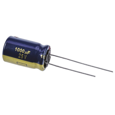 Panasonic 1000μF Aluminium Electrolytic Capacitor 25V dc, Radial, Through Hole - EEUFC1E102