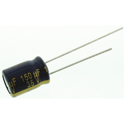 Panasonic 150μF Aluminium Electrolytic Capacitor 35V dc, Radial, Through Hole - EEUFC1V151