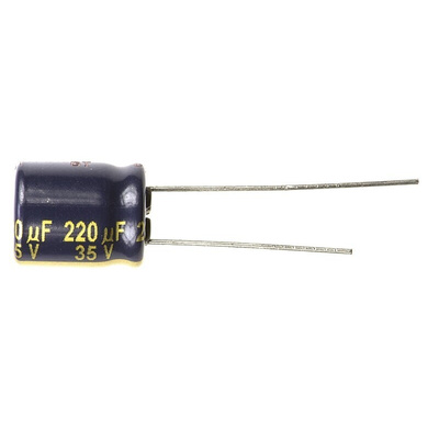 Panasonic 220μF Aluminium Electrolytic Capacitor 35V dc, Radial, Through Hole - EEUFC1V221