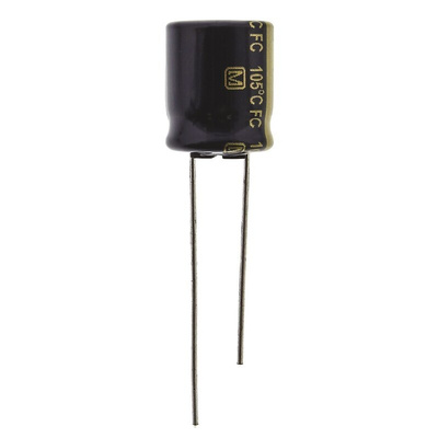 Panasonic 100μF Aluminium Electrolytic Capacitor 63V dc, Radial, Through Hole - EEUFC1J101