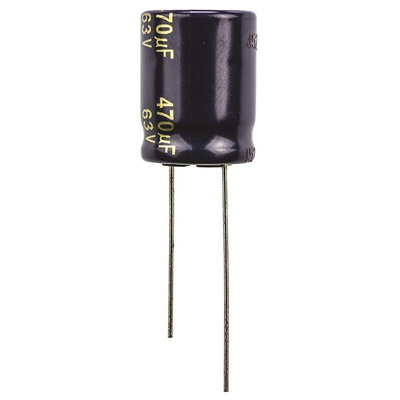 Panasonic 470μF Aluminium Electrolytic Capacitor 63V dc, Radial, Through Hole - EEUFC1J471