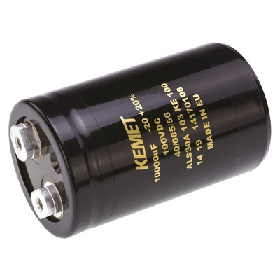 KEMET 10000μF Aluminium Electrolytic Capacitor 100V dc, Screw Terminal - ALS30A103KE100