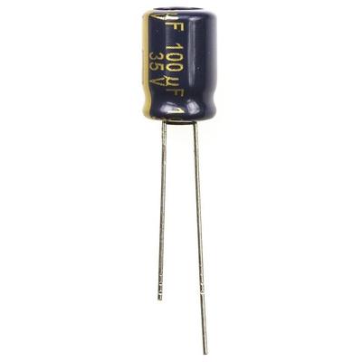 Panasonic 100μF Aluminium Electrolytic Capacitor 35V dc, Radial, Through Hole - EEUFC1V101