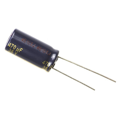 Panasonic 470μF Aluminium Electrolytic Capacitor 35V dc, Radial, Through Hole - EEUFC1V471