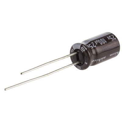 Nichicon 100μF Electrolytic Capacitor 25V dc, Through Hole - UPS1E101MED