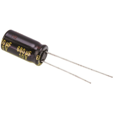 Panasonic 680μF Aluminium Electrolytic Capacitor 10V dc, Radial, Through Hole - EEUFM1A681L