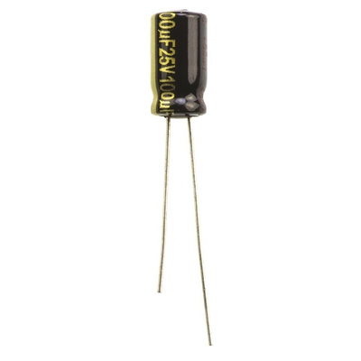 Panasonic 100μF Aluminium Electrolytic Capacitor 25V dc, Radial, Through Hole - EEUFM1E101