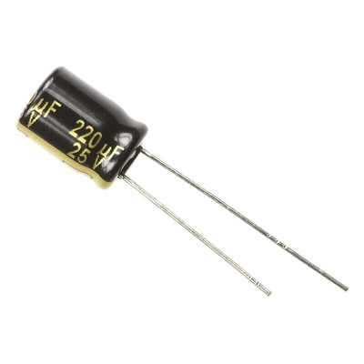 Panasonic 220μF Aluminium Electrolytic Capacitor 25V dc, Radial, Through Hole - EEUFM1E221