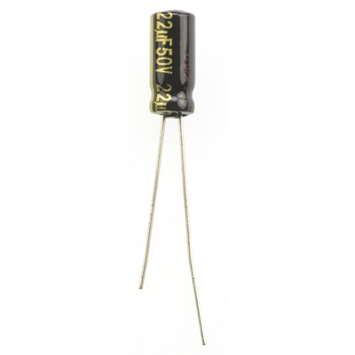 Panasonic 22μF Aluminium Electrolytic Capacitor 50V dc, Radial, Through Hole - EEUFM1H220
