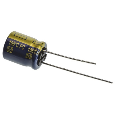 Panasonic 100μF Aluminium Electrolytic Capacitor 63V dc, Radial, Through Hole - EEUFC1J101B